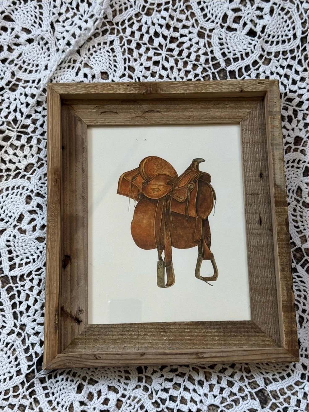 Source Unknown Rustic Saddle Art Print in Brown and Tan Tones